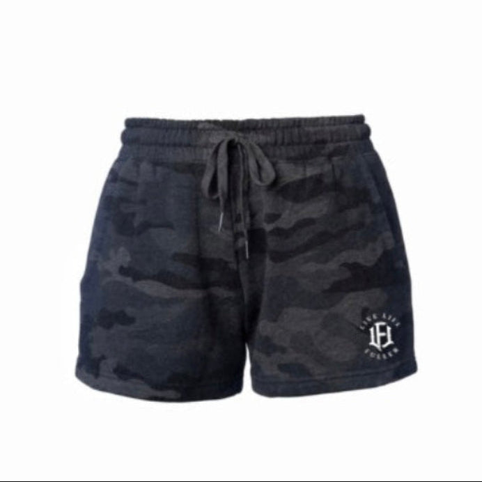 WOMEN'S FLEECE SHORTS - BLACK CAMO