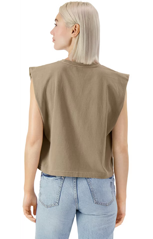 WOMEN'S MUSCLE CROP TEE - KHAKI