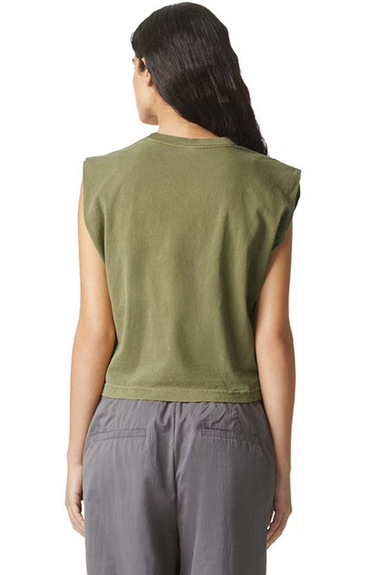 WOMEN'S MUSCLE CROP TEE - ARMY