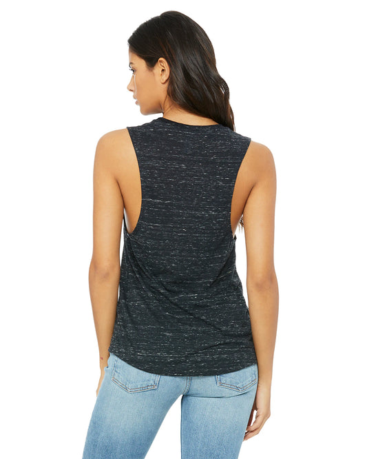 WOMEN'S FLOWY MUSCLE TANK - BLACK MARBLE