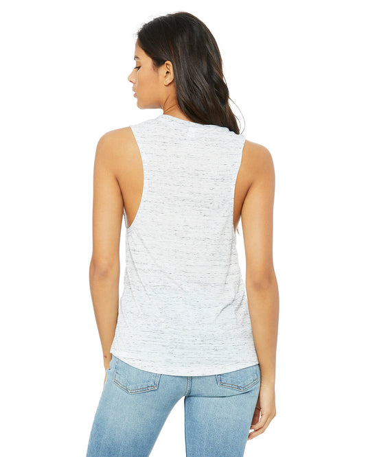 WOMEN'S FLOWY MUSCLE TANK - WHITE MARBLE