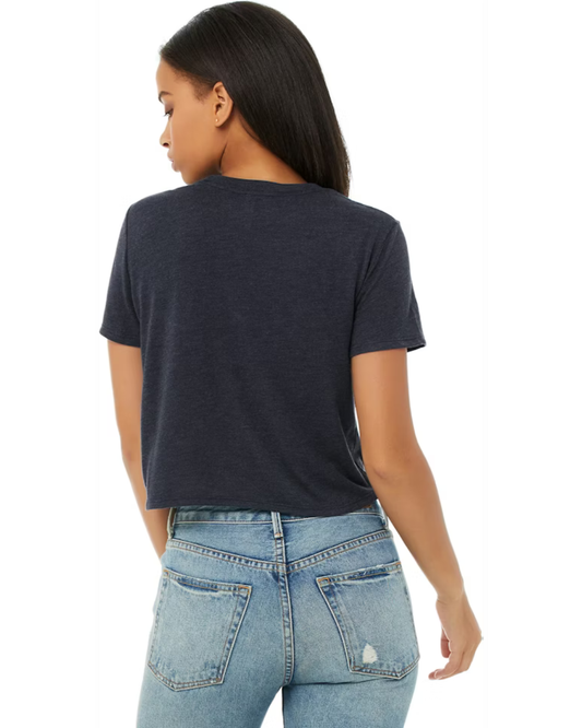 WOMEN'S CROP TOP - HEATHER NAVY