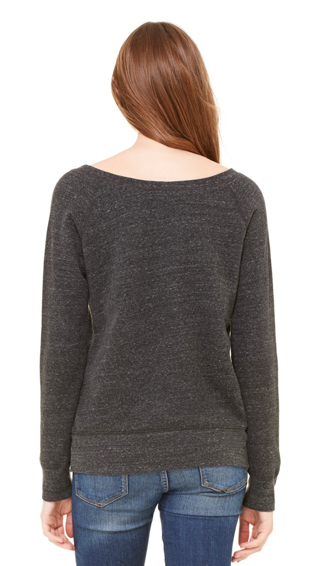 WOMEN'S WIDE-NECK SWEATSHIRT - CHARCOAL BLACK