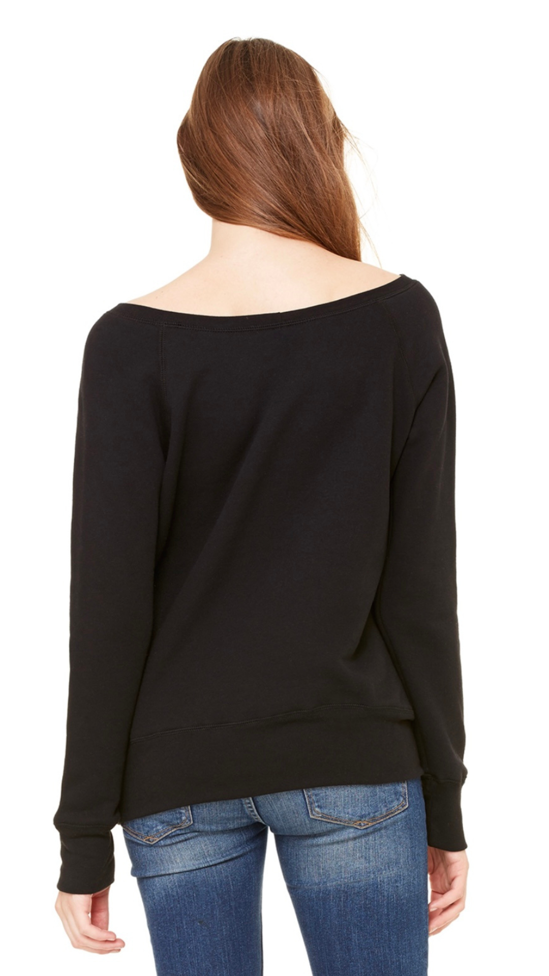 WOMEN'S WIDE-NECK SWEATSHIRT - BLACK