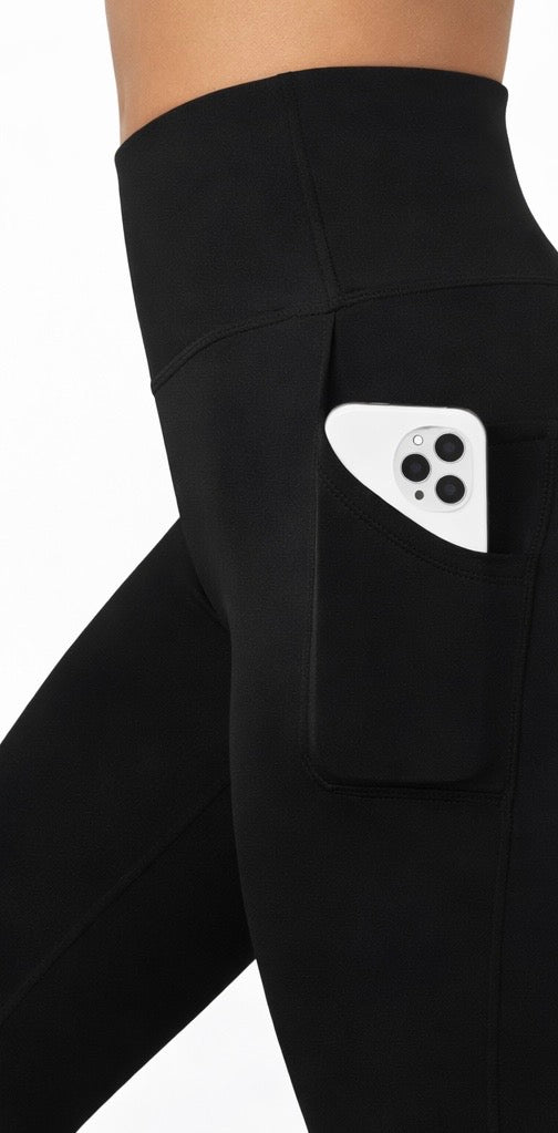 WOMEN'S HIGH WAISTED LEGGINGS - BLACK