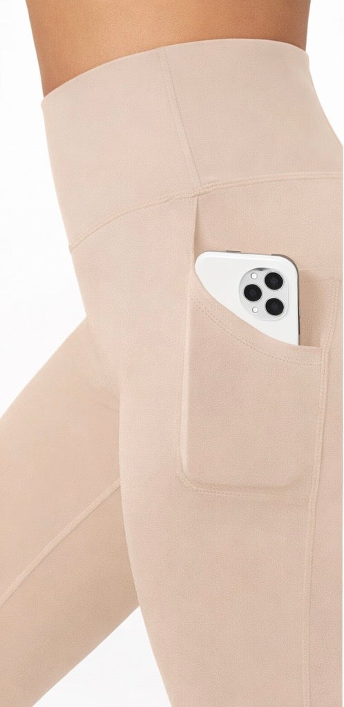 WOMEN'S HIGH WAISTED LEGGINGS - SAND