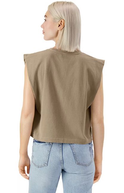 WOMEN'S MUSCLE CROP TEE - KHAKI