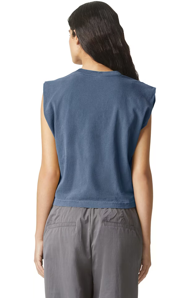 WOMEN'S MUSCLE CROP TEE - NAVY