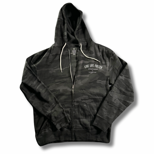 ZIP-UP BLACK CAMO HOODIE