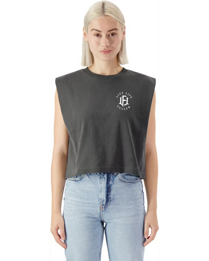 WOMEN'S MUSCLE CROP TEE - SHADOW