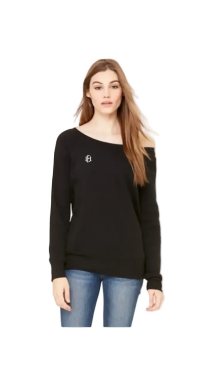 WOMEN'S WIDE-NECK SWEATSHIRT - BLACK