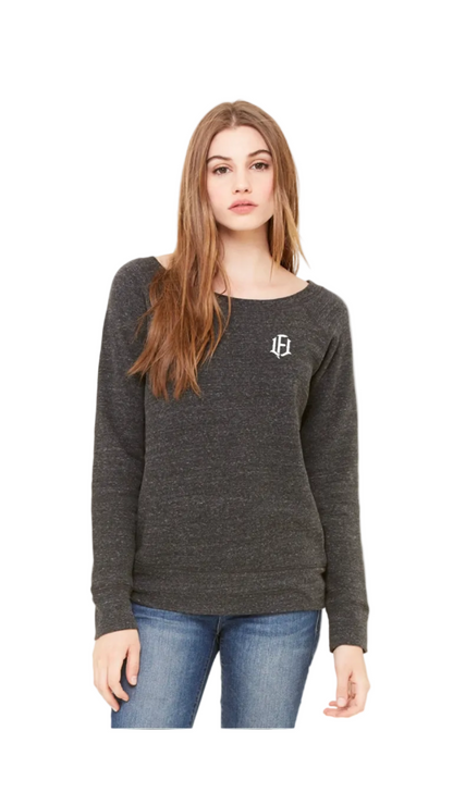 WOMEN'S WIDE-NECK SWEATSHIRT - CHARCOAL BLACK