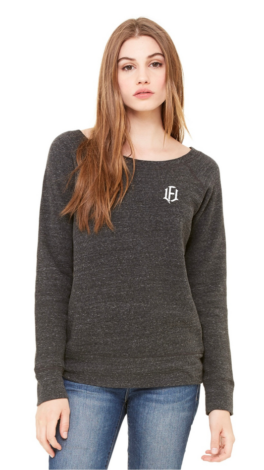 WOMEN'S WIDE-NECK SWEATSHIRT - CHARCOAL BLACK