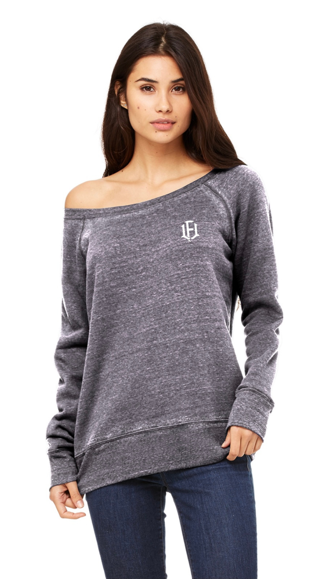 WOMEN'S WIDE-NECK SWEATSHIRT - ACID GREY