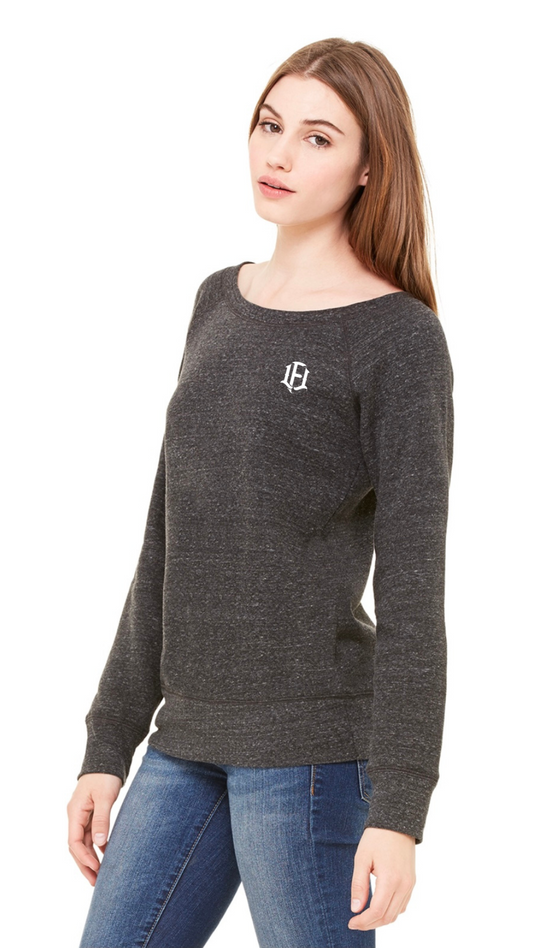 WOMEN'S WIDE-NECK SWEATSHIRT - CHARCOAL BLACK